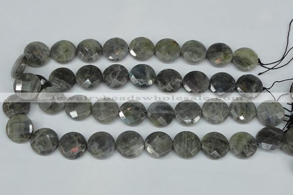 CLB193 15.5 inches 20mm faceted coin labradorite gemstone beads