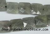 CLB201 15.5 inches 14*14mm faceted square labradorite beads