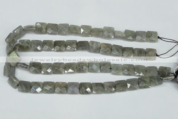 CLB201 15.5 inches 14*14mm faceted square labradorite beads