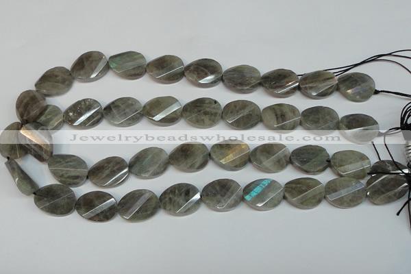 CLB202 15.5 inches 15*20mm faceted & twisted oval labradorite beads