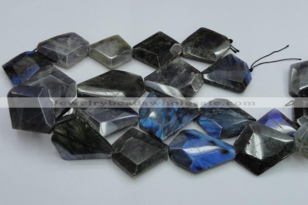 CLB219 15.5 inches 30*35mm - 40*45mm faceted freeform labradorite beads