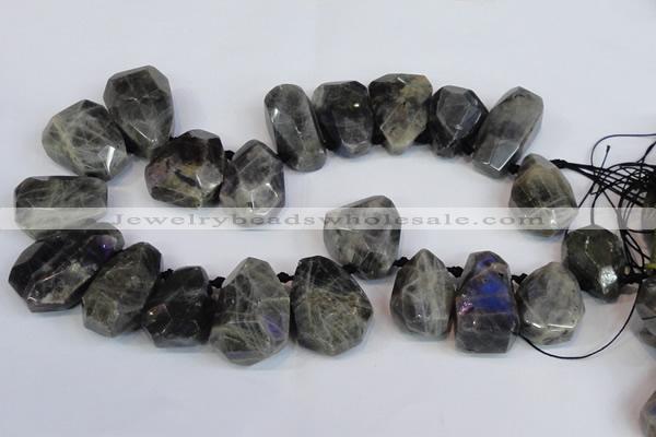 CLB224 Top drilled 25*30mm - 28*40mm faceted nuggets labradorite beads