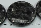 CLB315 15.5 inches 40mm flat round black labradorite gemstone beads