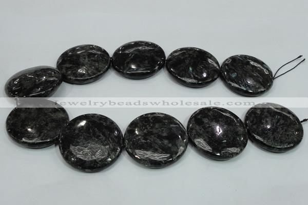 CLB315 15.5 inches 40mm flat round black labradorite gemstone beads