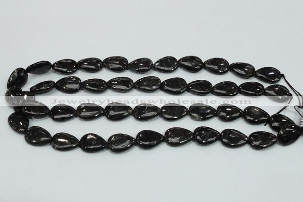 CLB316 15.5 inches 13*18mm flat teardrop black labradorite beads