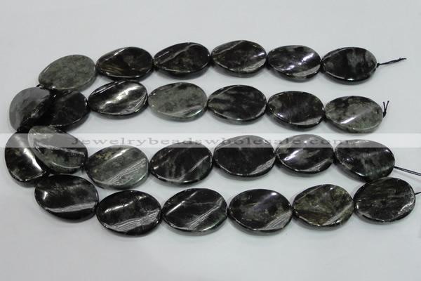 CLB318 15.5 inches 22*30mm twisted oval black labradorite beads