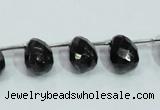 CLB319 10*14mm top-drilled faceted teardrop black labradorite beads