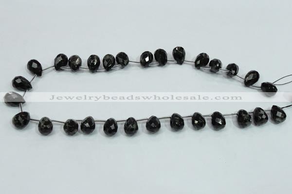 CLB319 10*14mm top-drilled faceted teardrop black labradorite beads