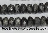 CLB322 15.5 inches 6*12mm faceted rondelle black labradorite beads