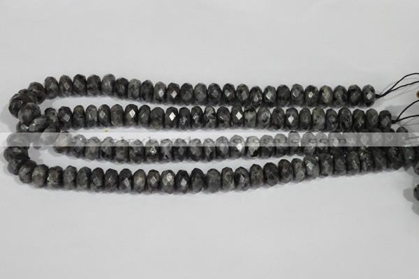 CLB322 15.5 inches 6*12mm faceted rondelle black labradorite beads