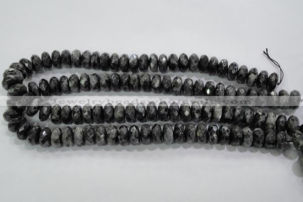 CLB323 15.5 inches 7*14mm faceted rondelle black labradorite beads