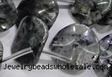 CLB326 Top-drilled 20mm wavy coin black labradorite beads