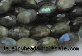 CLB35 15.5 inches 10*14mm faceted rice labradorite gemstone beads