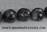 CLB365 15.5 inches 16mm faceted round black labradorite beads wholesale