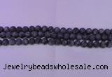 CLB370 15.5 inches 4mm round matte black labradorite beads