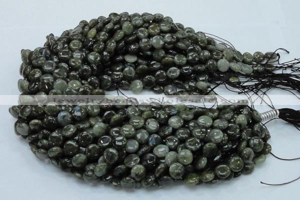 CLB38 15.5 inches 10mm flat round labradorite gemstone beads