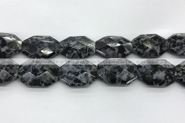 CLB380 24*32mm - 25*35mm faceted octagonal black labradorite beads