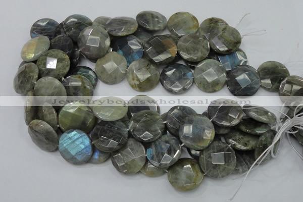 CLB39 15.5 inches 25mm faceted flat round labradorite gemstone beads