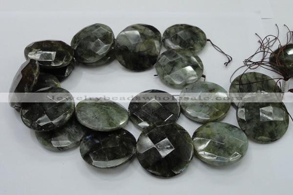 CLB40 15.5 inches 40mm faceted flat round labradorite gemstone beads