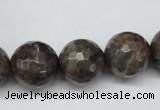 CLB406 15.5 inches 16mm faceted round grey labradorite beads