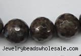 CLB407 15.5 inches 18mm faceted round grey labradorite beads