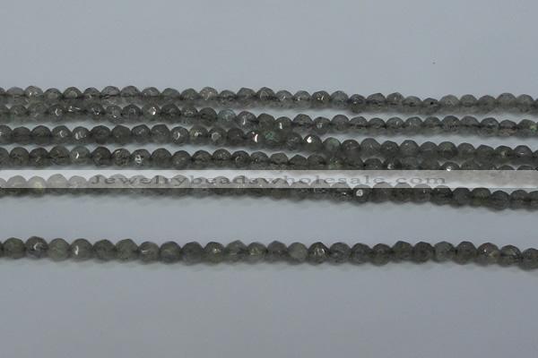 CLB510 15.5 inches 4mm faceted round labradorite gemstone beads