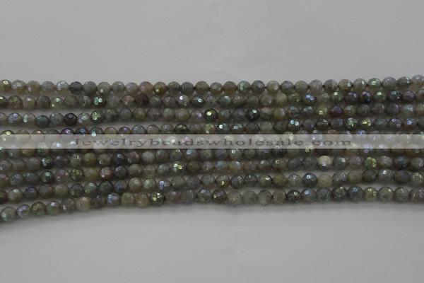 CLB610 15.5 inches 4mm faceted round AB-color labradorite beads