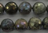 CLB615 15.5 inches 14mm faceted round AB-color labradorite beads