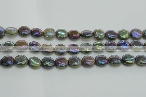 CLB636 15.5 inches 12mm flat round AB-color labradorite beads