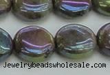 CLB637 15.5 inches 14mm flat round AB-color labradorite beads