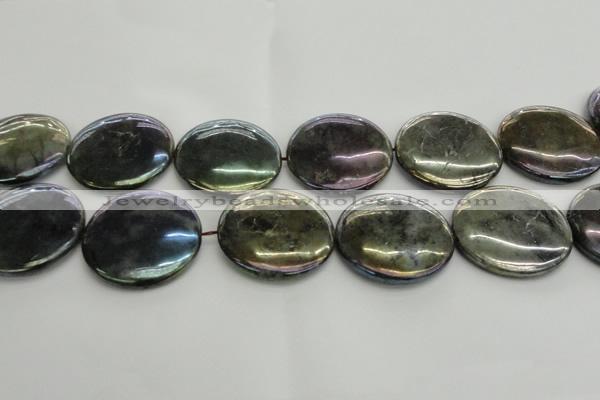 CLB645 15.5 inches 45mm flat round AB-color labradorite beads