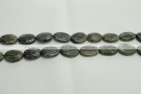 CLB668 15.5 inches 18*25mm carved oval AB-color labradorite beads