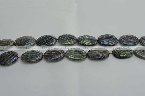 CLB669 15.5 inches 22*30mm carved oval AB-color labradorite beads