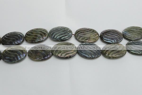 CLB670 15.5 inches 25*35mm carved oval AB-color labradorite beads