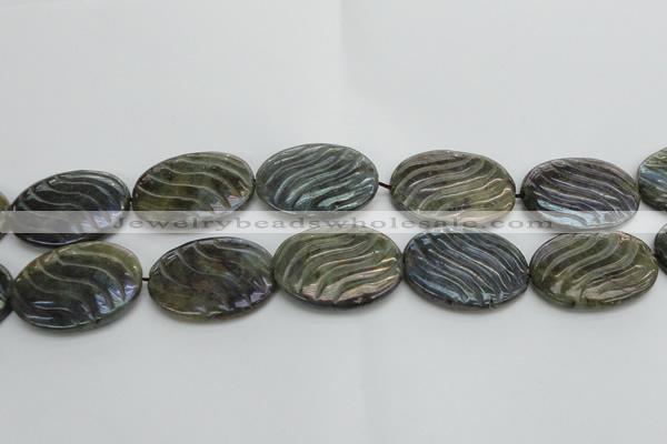 CLB671 15.5 inches 30*40mm carved oval AB-color labradorite beads