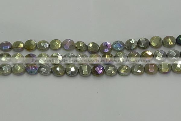 CLB677 15.5 inches 10mm faceted coin AB-color labradorite beads