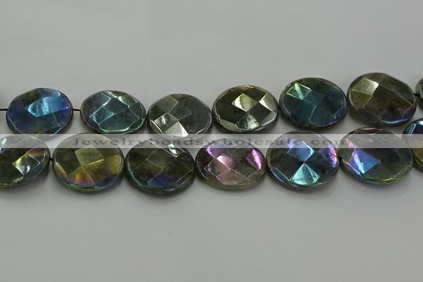 CLB683 15.5 inches 30mm faceted coin AB-color labradorite beads