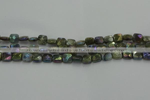 CLB686 15.5 inches 10mm faceted square AB-color labradorite beads