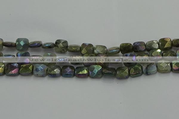 CLB687 15.5 inches 12mm faceted square AB-color labradorite beads