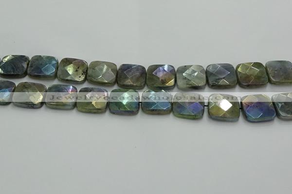 CLB689 15.5 inches 18mm faceted square AB-color labradorite beads