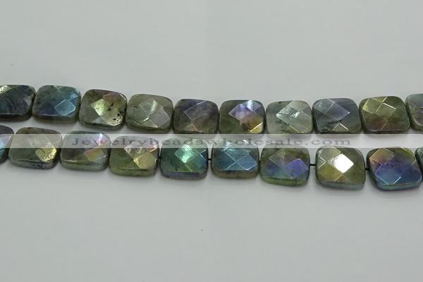 CLB690 15.5 inches 20mm faceted square AB-color labradorite beads