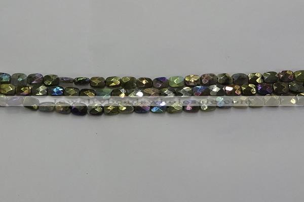 CLB694 15.5 inches 6*8mm faceted rectangle AB-color labradorite beads