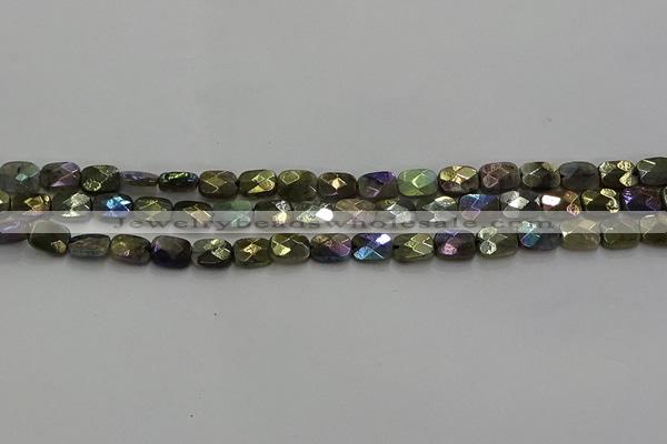 CLB695 15.5 inches 8*10mm faceted rectangle AB-color labradorite beads