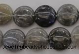 CLB736 15.5 inches 16mm flat round labradorite gemstone beads