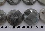 CLB745 15.5 inches 18mm faceted coin labradorite gemstone beads