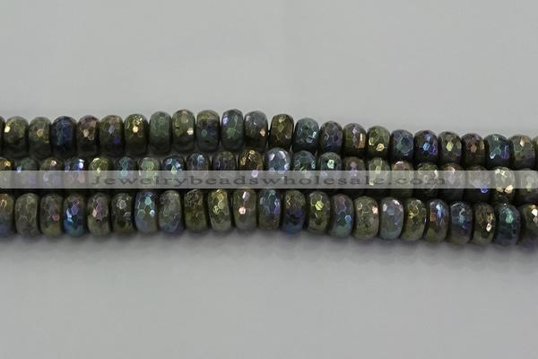 CLB760 15.5 inches 8*14mm faceted rondelle AB-color labradorite beads