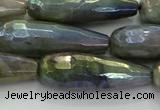 CLB785 15.5 inches 10*30mm faceted teardrop AB-color labradorite beads