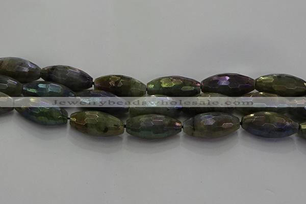 CLB788 15.5 inches 10*20mm faceted rice AB-color labradorite beads