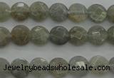 CLB87 15.5 inches 6mm faceted coin labradorite beads wholesale