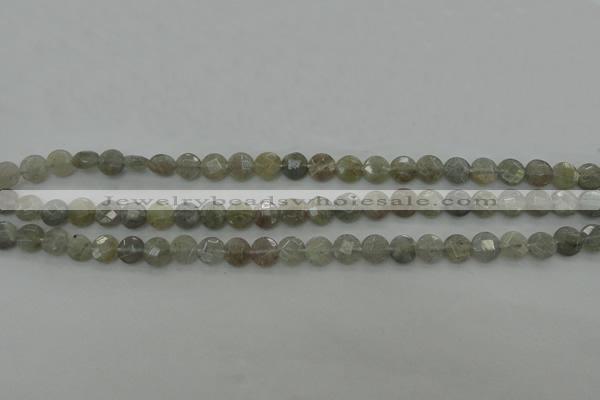 CLB87 15.5 inches 6mm faceted coin labradorite beads wholesale